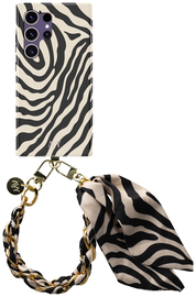 AVY Samsung Galaxy S24 Ultra MagSafe Hoesje met Koord 32CM Serengeti Zebra