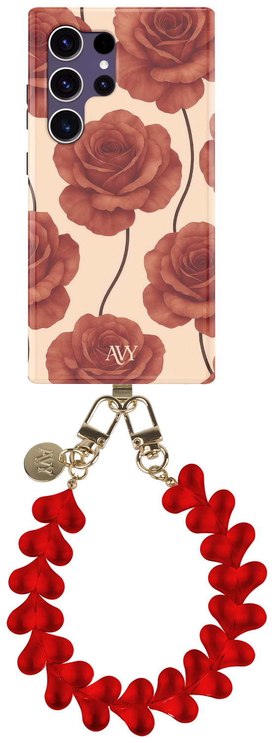 AVY Samsung Galaxy S24 Ultra MagSafe Hoesje met Koord 30CM Hearts & Roses afbeelding 1