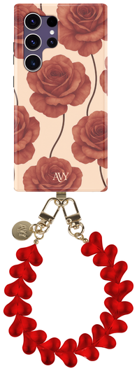 AVY Samsung Galaxy S24 Ultra MagSafe Hoesje met Koord 30CM Hearts & Roses afbeelding 1