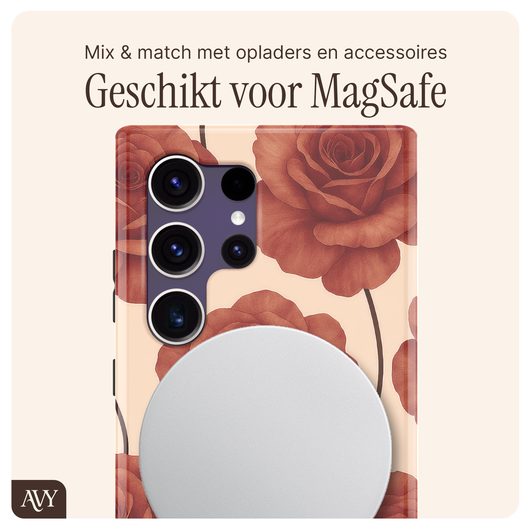 AVY Samsung Galaxy S24 Ultra MagSafe Hoesje met Koord 32CM Botanique Roses afbeelding 8