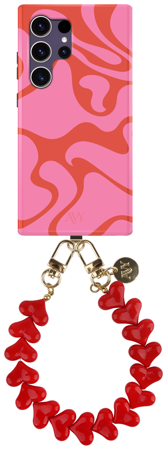 AVY Samsung Galaxy S24 Ultra MagSafe Hoesje met Koord 30CM Rose Hearts afbeelding 1