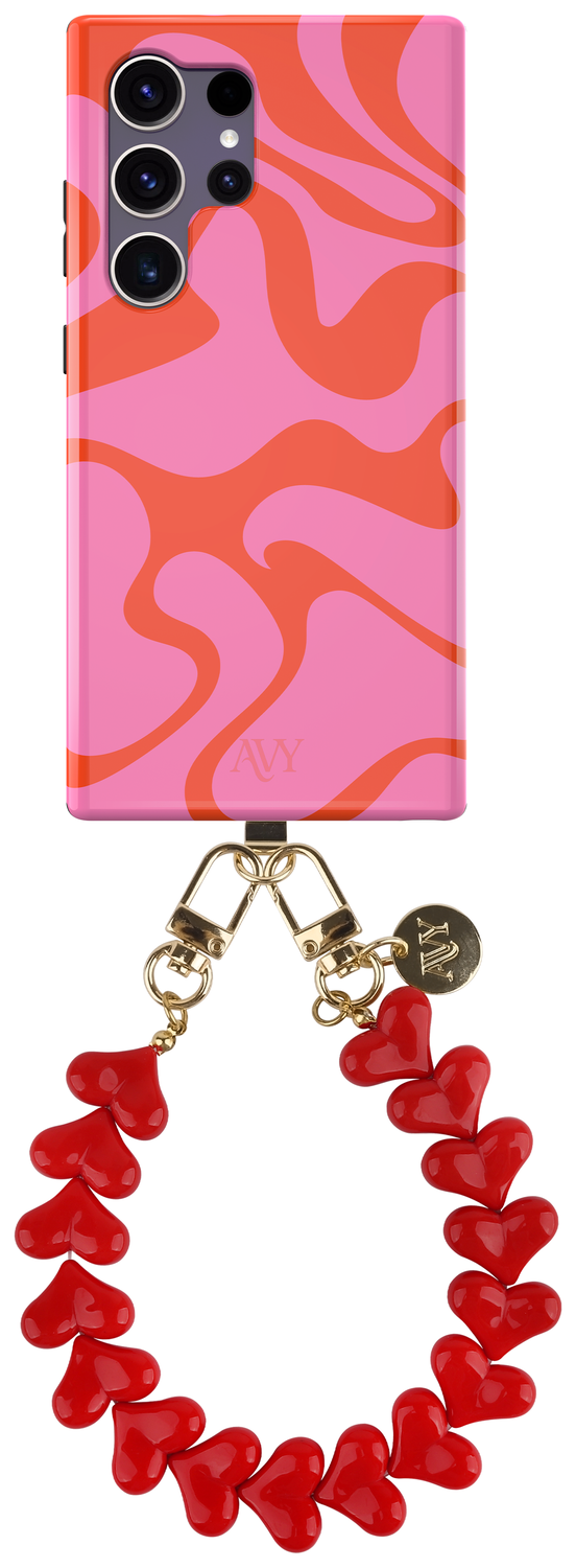 AVY Samsung Galaxy S24 Ultra MagSafe Hoesje met Koord 30CM Rose Hearts afbeelding 1