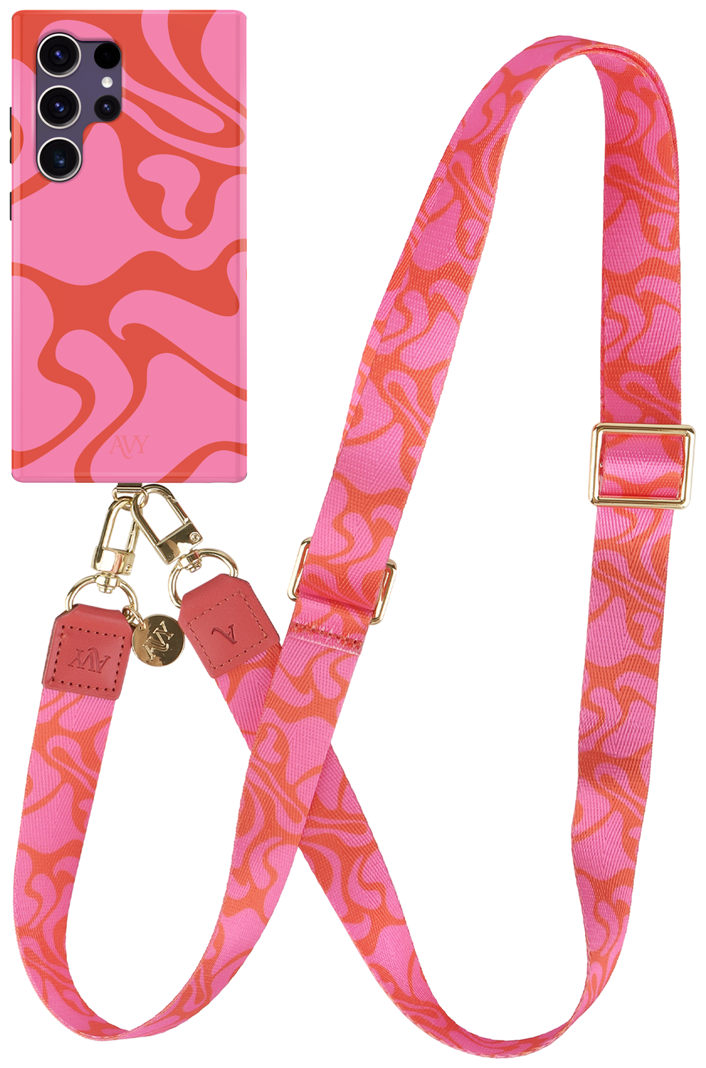 AVY Samsung Galaxy S24 Ultra MagSafe Hoesje met Koord 130CM Rosé Twist afbeelding 1