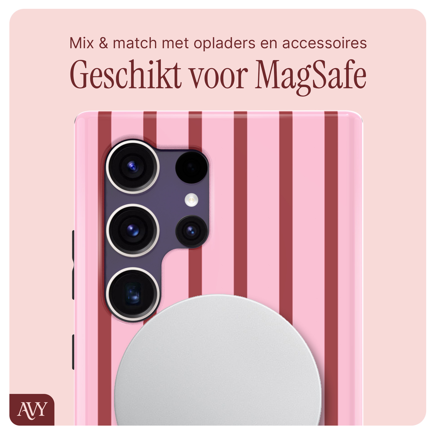 AVY Samsung Galaxy S24 Ultra MagSafe Hoesje met Koord 30CM Linea Hearts afbeelding 8