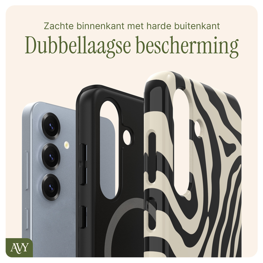 AVY Samsung Galaxy S25 MagSafe Hoesje met Koord 30CM Zebra Hearts afbeelding 8