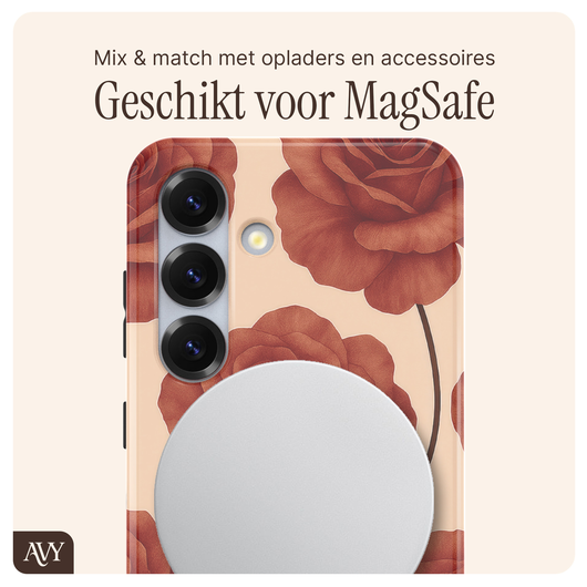 AVY Samsung Galaxy S25 MagSafe Hoesje met Koord 30CM Hearts & Roses afbeelding 7
