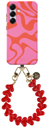 AVY Samsung Galaxy S25 MagSafe Hoesje met Koord 30CM Rose Hearts afbeelding 1