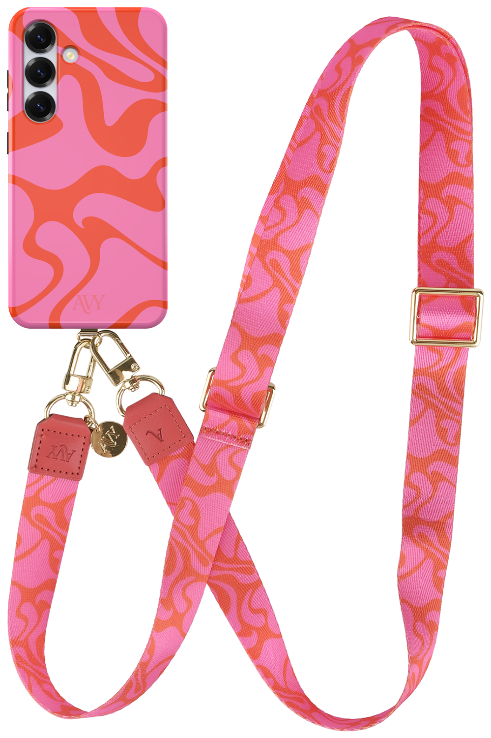 AVY Samsung Galaxy S25 MagSafe Hoesje met Koord 130CM Rosé Twist afbeelding 1