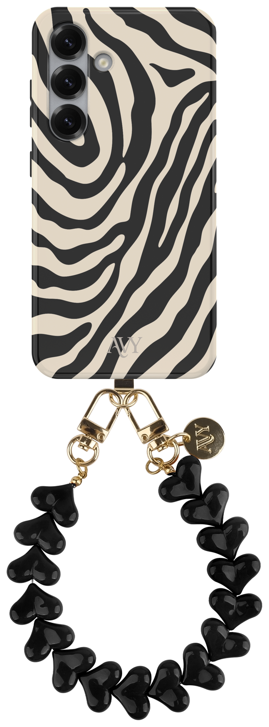 AVY Samsung Galaxy S25 Plus MagSafe Hoesje met Koord 30CM Zebra Hearts afbeelding 1