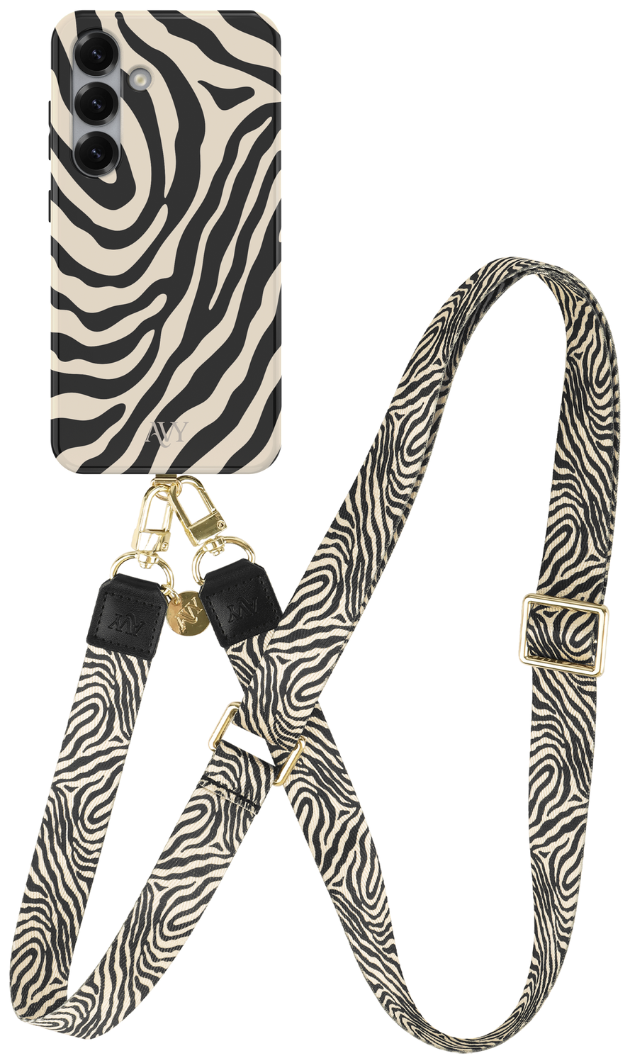 AVY Samsung Galaxy S25 Plus MagSafe Hoesje met Koord 130CM Serengeti Zebra afbeelding 1