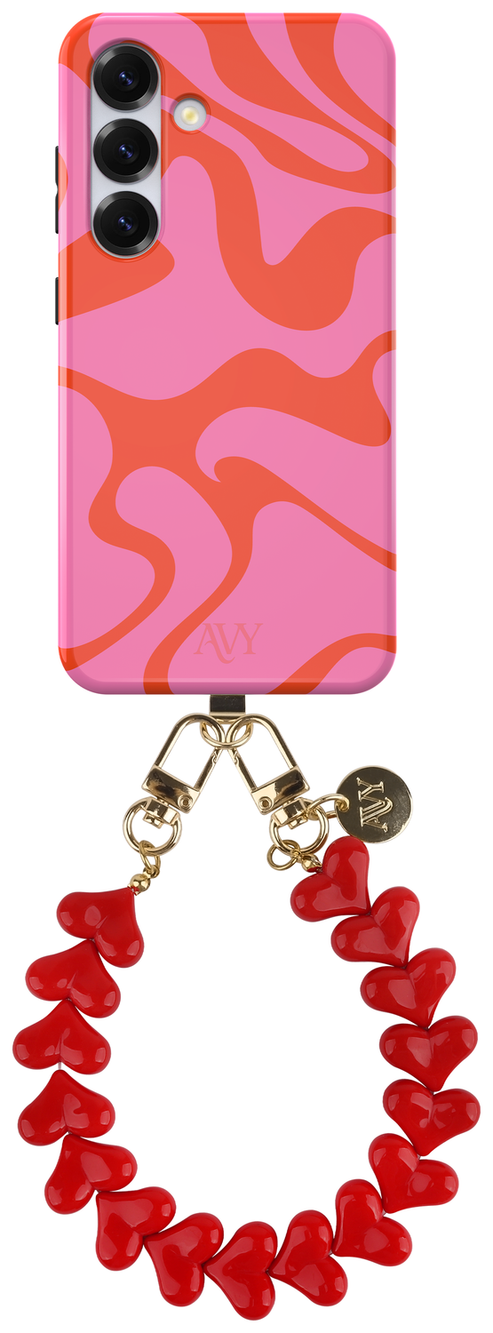 AVY Samsung Galaxy S25 Plus MagSafe Hoesje met Koord 30CM Rose Hearts afbeelding 1