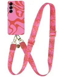 AVY Samsung Galaxy S25 Plus MagSafe Hoesje met Koord 130CM Rosé Twist afbeelding