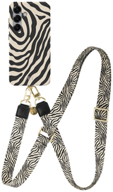 AVY Samsung Galaxy S24 Plus MagSafe Hoesje met Koord 130CM Serengeti Zebra