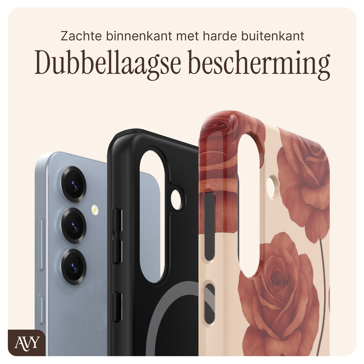AVY Samsung Galaxy S24 Plus MagSafe Hoesje met Koord 30CM Hearts & Roses afbeelding 8