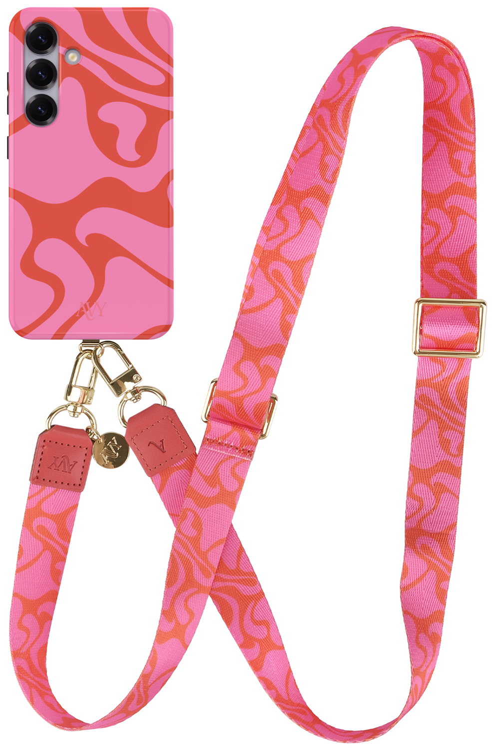AVY Samsung Galaxy S24 Plus MagSafe Hoesje met Koord 130CM Rosé Twist afbeelding 1