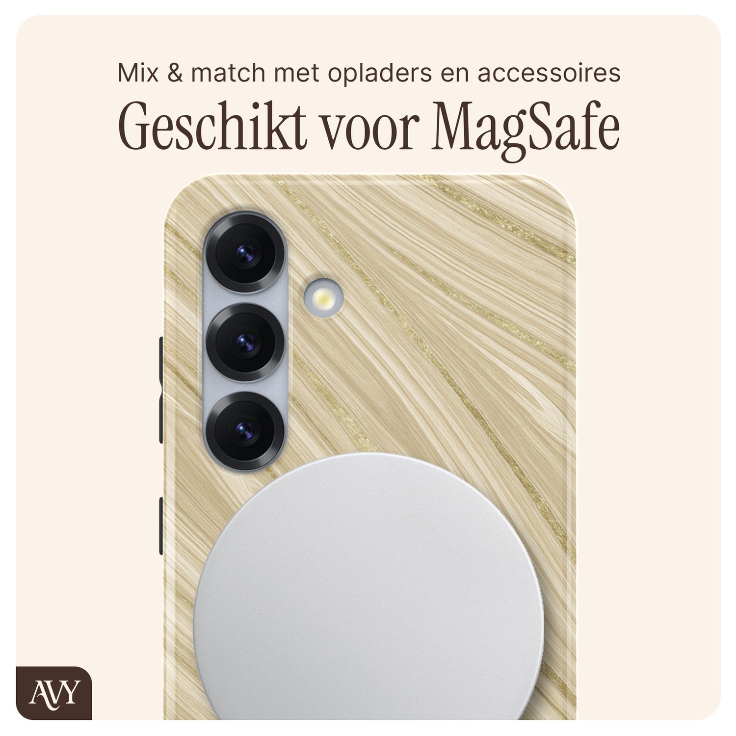 AVY Samsung Galaxy S24 MagSafe Hoesje met Koord 130CM Aurum Gold afbeelding 8