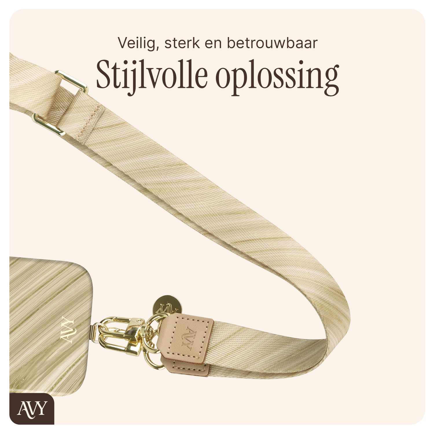 AVY Samsung Galaxy S24 MagSafe Hoesje met Koord 130CM Aurum Gold afbeelding 10