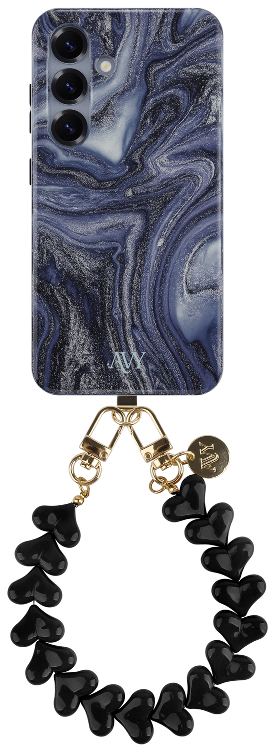 AVY Samsung Galaxy S24 MagSafe Hoesje met Koord 30CM Marmer Hearts afbeelding 1