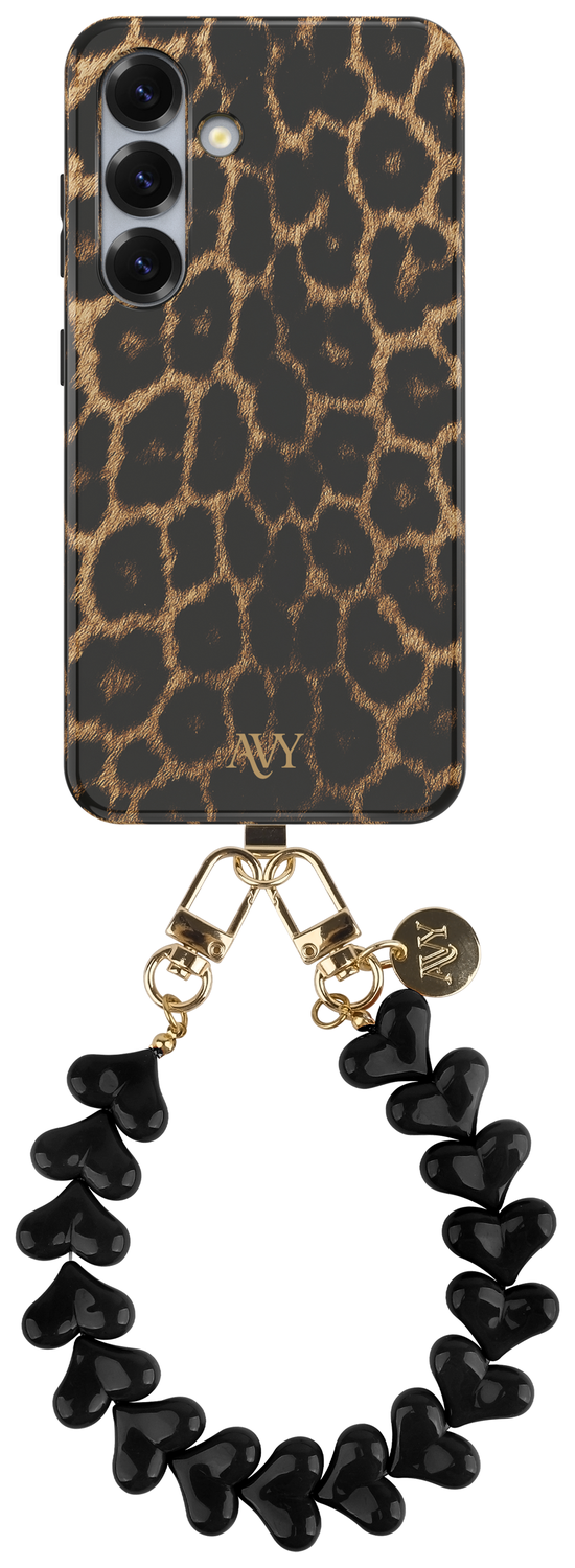 AVY Samsung Galaxy S24 MagSafe Hoesje met Koord 30CM Panther Hearts afbeelding 1