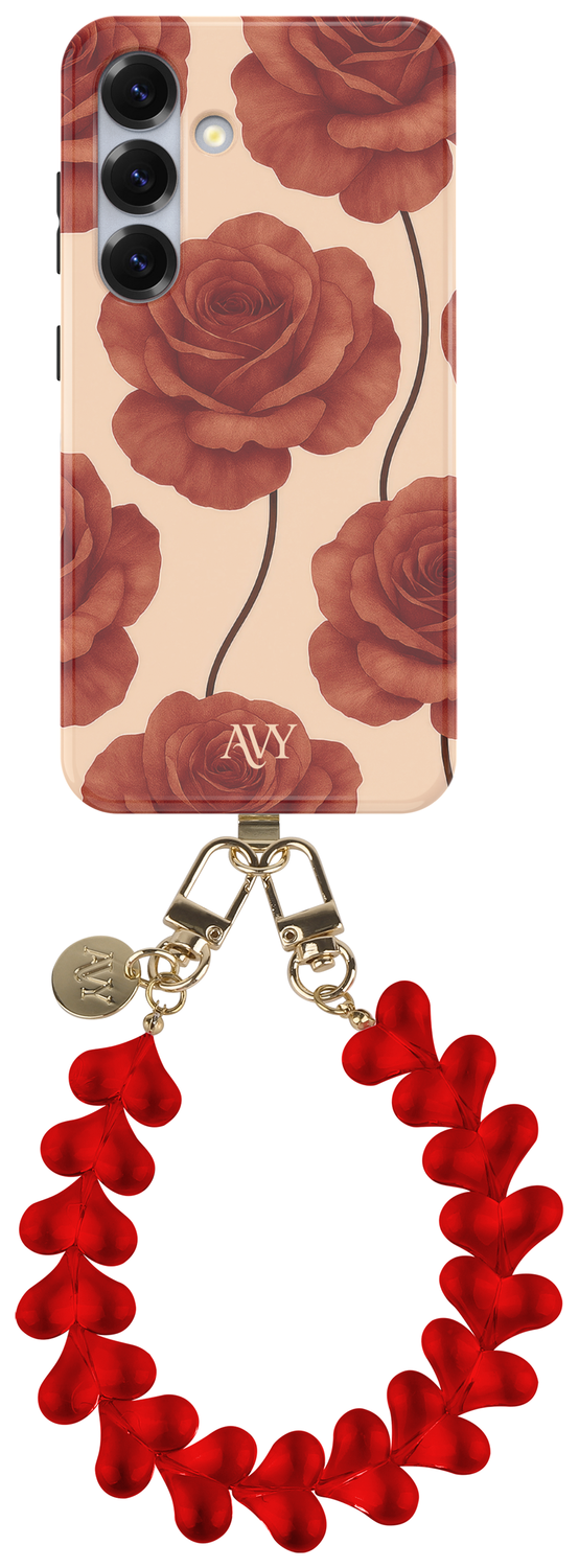 AVY Samsung Galaxy S24 MagSafe Hoesje met Koord 30CM Hearts & Roses afbeelding 1