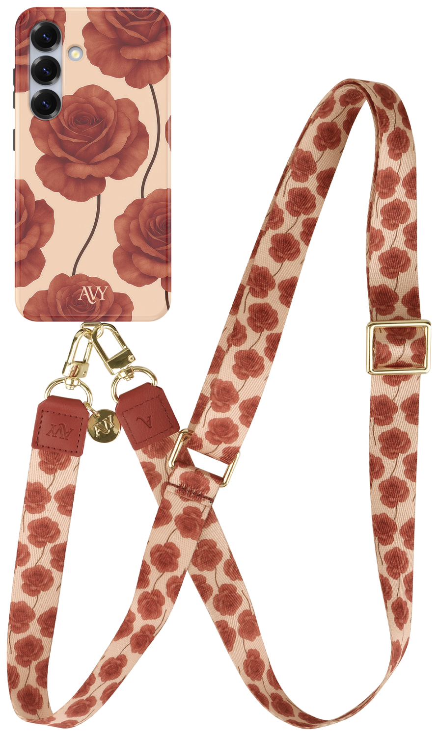 AVY Samsung Galaxy S24 MagSafe Hoesje met Koord 130CM Botanique Roses afbeelding 1