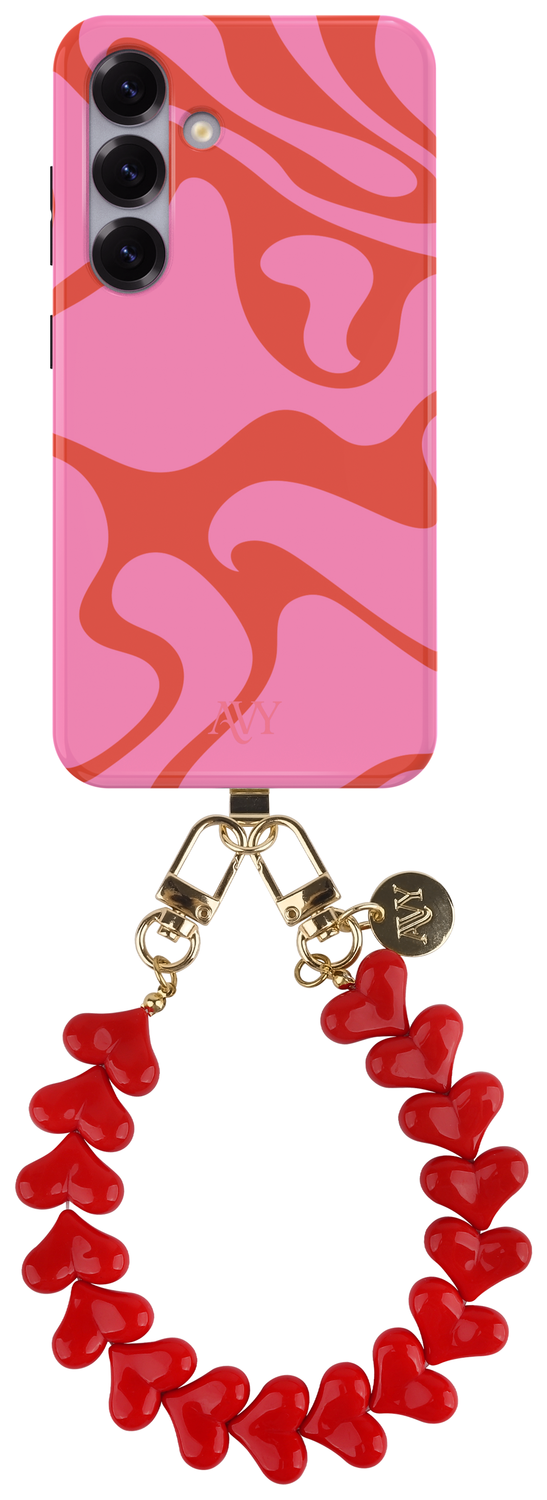 AVY Samsung Galaxy S24 MagSafe Hoesje met Koord 30CM Rose Hearts afbeelding 1