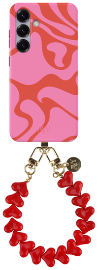 AVY Samsung Galaxy S24 MagSafe Hoesje met Koord 30CM Rose Hearts afbeelding 1