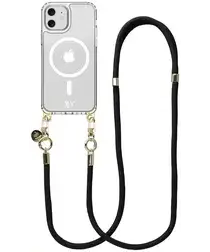 AVY Apple iPhone 11 Hoesje met Koord & MagSafe 130CM Tressé Black afbeelding