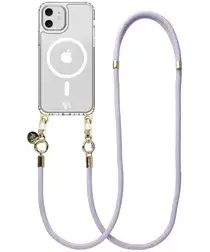 AVY Apple iPhone 11 Hoesje met Koord & MagSafe 130CM Tressé Purple afbeelding