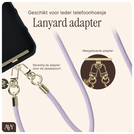 AVY Apple iPhone 11 Hoesje met Koord & MagSafe 130CM Tressé Purple afbeelding 9