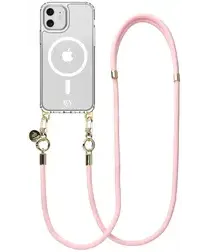 AVY Apple iPhone 11 Hoesje met Koord & MagSafe 130CM Tressé Pink afbeelding