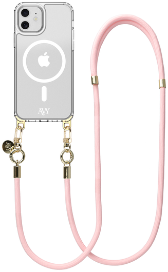 AVY Apple iPhone 11 Hoesje met Koord & MagSafe 130CM Tressé Pink afbeelding 1