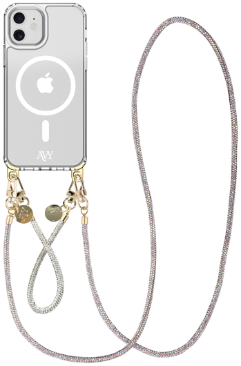 AVY Apple iPhone 11 Hoesje met Koord & MagSafe Set Silver Spark afbeelding 1