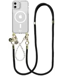 AVY Apple iPhone 11 Hoesje met Koord & MagSafe Set Pearl & Rope Black afbeelding
