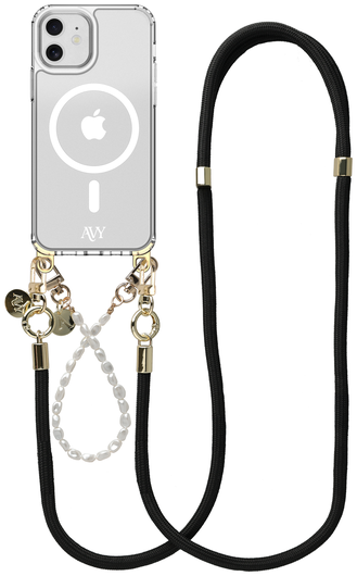 AVY Apple iPhone 11 Hoesje met Koord & MagSafe Set Pearl & Rope Black afbeelding 1