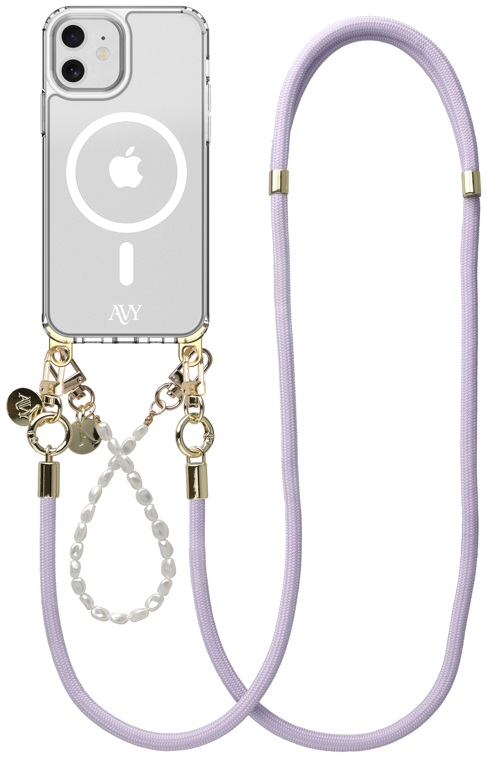 AVY Apple iPhone 11 Hoesje met Koord & MagSafe Set Pearl & Rope Purple afbeelding 1