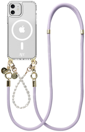 AVY Apple iPhone 11 Hoesje met Koord & MagSafe Set Pearl & Rope Purple