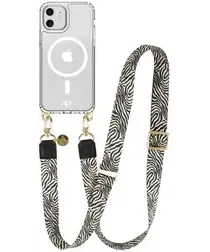 AVY Apple iPhone 11 Hoesje met Koord & MagSafe 130CM Serengeti Zebra afbeelding