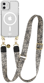 AVY Apple iPhone 11 Hoesje met Koord & MagSafe 130CM Serengeti Zebra