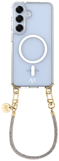 AVY Samsung S25 Plus / S24 Plus Hoesje met Koord & MagSafe 30CM Silver Spark afbeelding 1