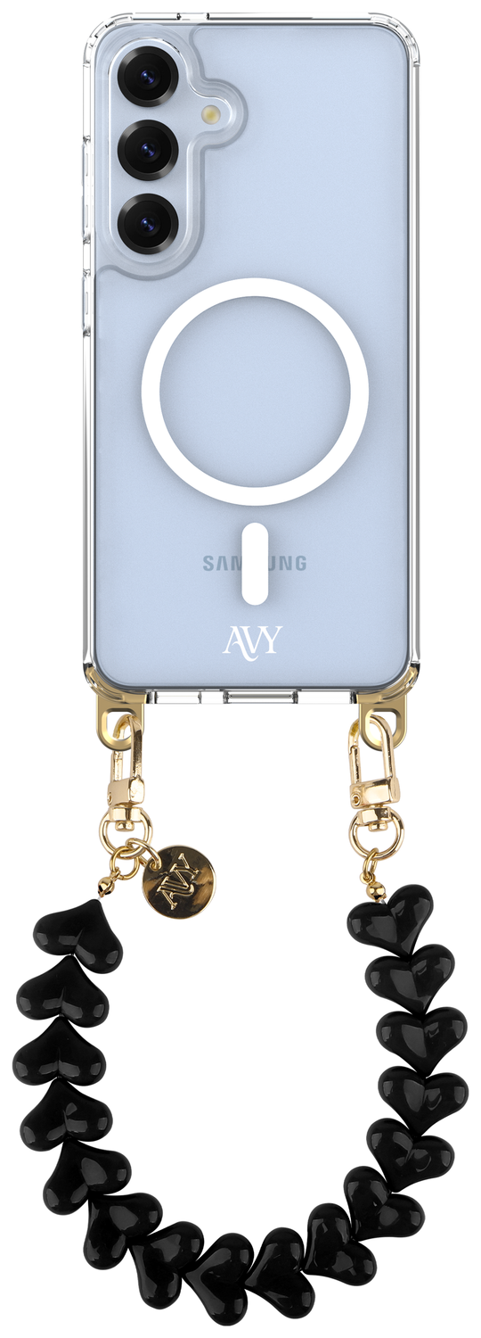 AVY Samsung S25 Plus / S24 Plus Hoesje met Koord & MagSafe 30CM Cupid Black afbeelding 1