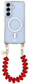 AVY Samsung S25 Plus / S24 Plus Hoesje met Koord & MagSafe 30CM Cupid Clear Red