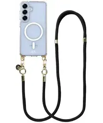 AVY Samsung S25 Plus / S24 Plus Hoesje met Koord & MagSafe 130CM Tressé Black afbeelding