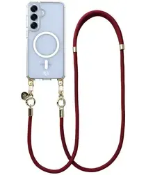 AVY Samsung S25 Plus / S24 Plus Hoesje met Koord & MagSafe 130CM Tressé Red afbeelding