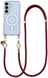 AVY Samsung S25 Plus / S24 Plus Hoesje met Koord & MagSafe 130CM Tressé Red