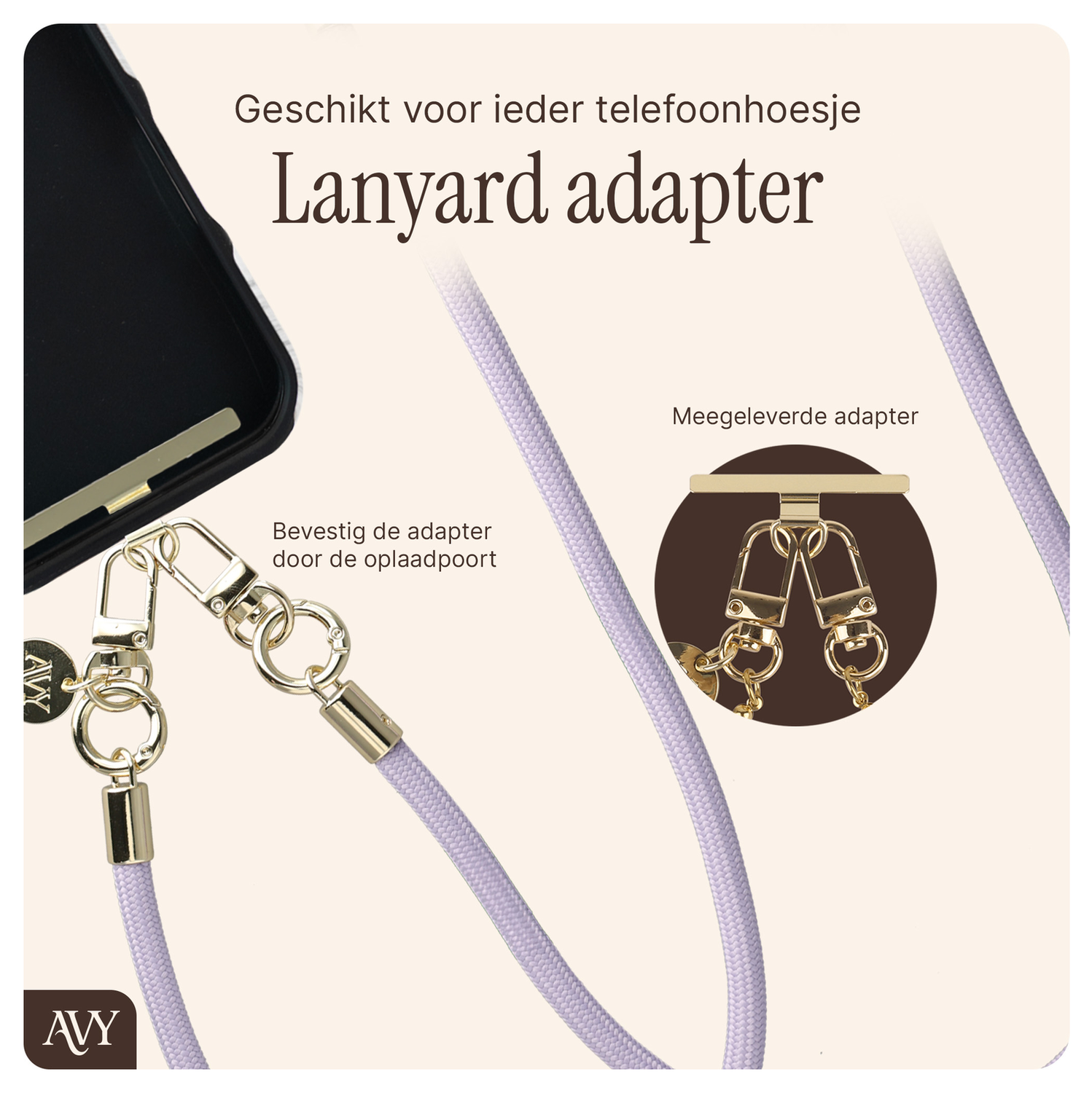 AVY Samsung S25 Plus / S24 Plus Hoesje met Koord & MagSafe 130CM Tressé Purple afbeelding 9