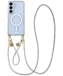 AVY Samsung S25 Plus / S24 Plus Hoesje met Koord & MagSafe Set Silver Spark afbeelding