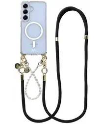 AVY Samsung S25 Plus / S24 Plus MagSafe Hoesje met Koord Set Pearl & Rope Black afbeelding