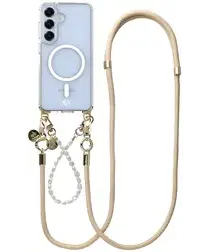 AVY Samsung S25 Plus / S24 Plus MagSafe Hoesje met Koord Set Pearl & Rope Beige afbeelding
