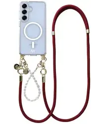 AVY Samsung S25 Plus / S24 Plus Hoesje Koord & MagSafe Set Pearl & Rope Burgundy afbeelding
